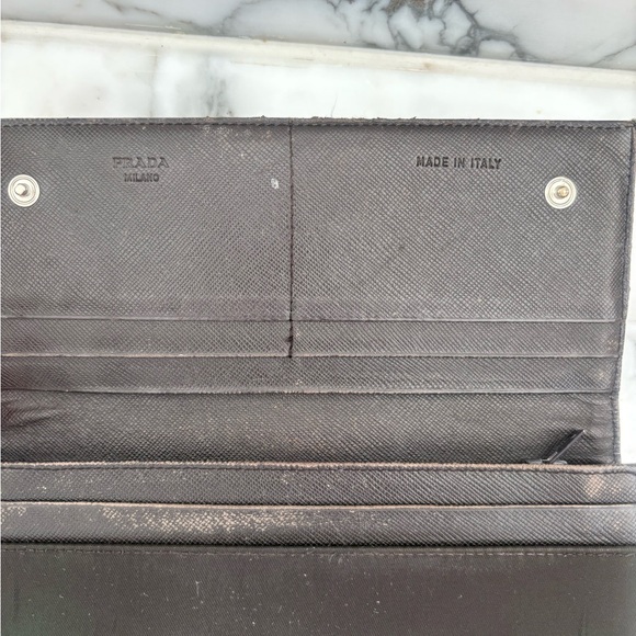 LAST CALL Prada Dark Brown Nylon Long Bi-Fold Wallet - Picture 4 of 5